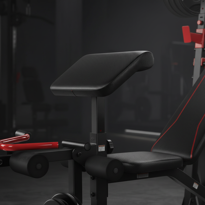 Olympic weight bench preacher curl pad close-up detail