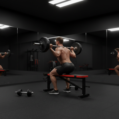 660LBS bench set squat rack lifestyle shot in use